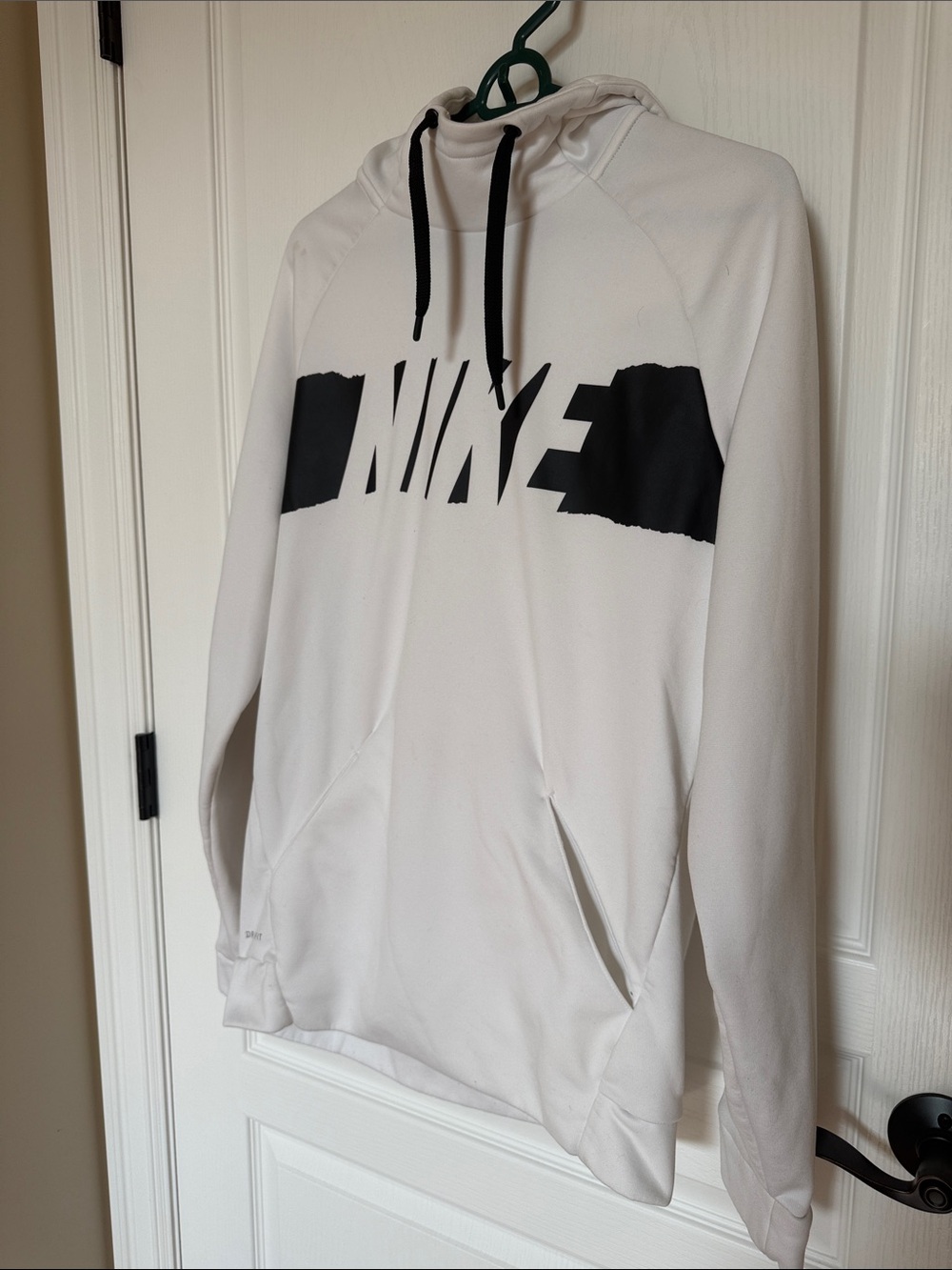 Nike Men’s White Hoodie with Black Logo Stripe